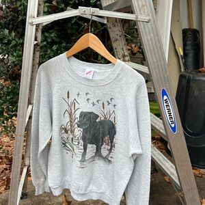Jerzees 90s Gray Sweatshirt with Black Dog